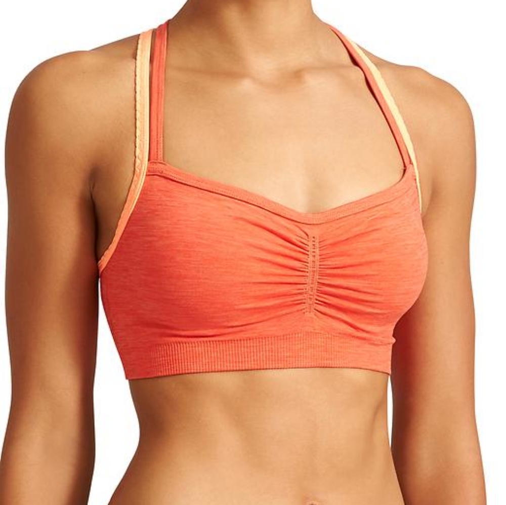 Athleta Coral & Peach Strappy Sports Bra